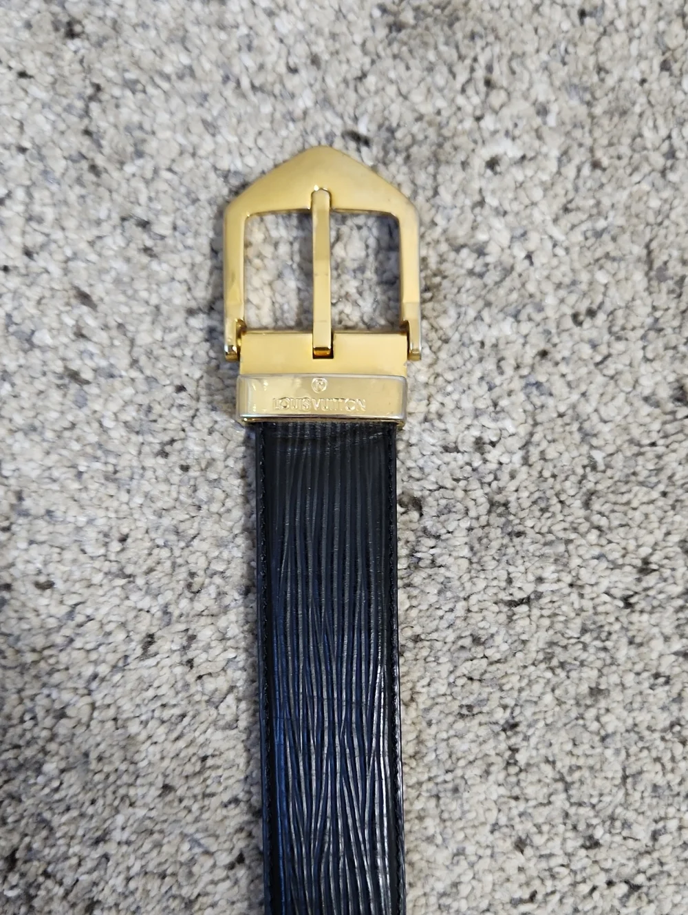 Louis Vuitton Ceinture Gold Buckle Epi Leather Belt Black Size 40mm/100cm